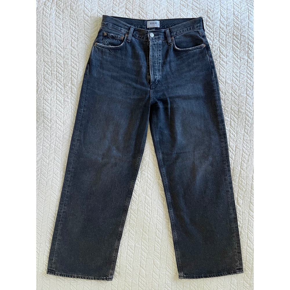 AGOLDE Low Slung Baggy 27 Paradox Faded Black Wide Leg Jeans - Picture 3 of 8